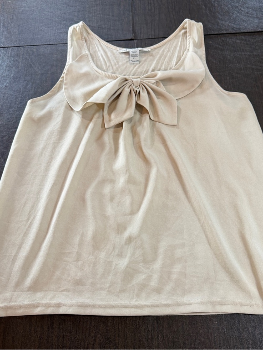 American Rag Bow-Detail Sleeveless Camisole Tanktop in Light Beige Sz XL
